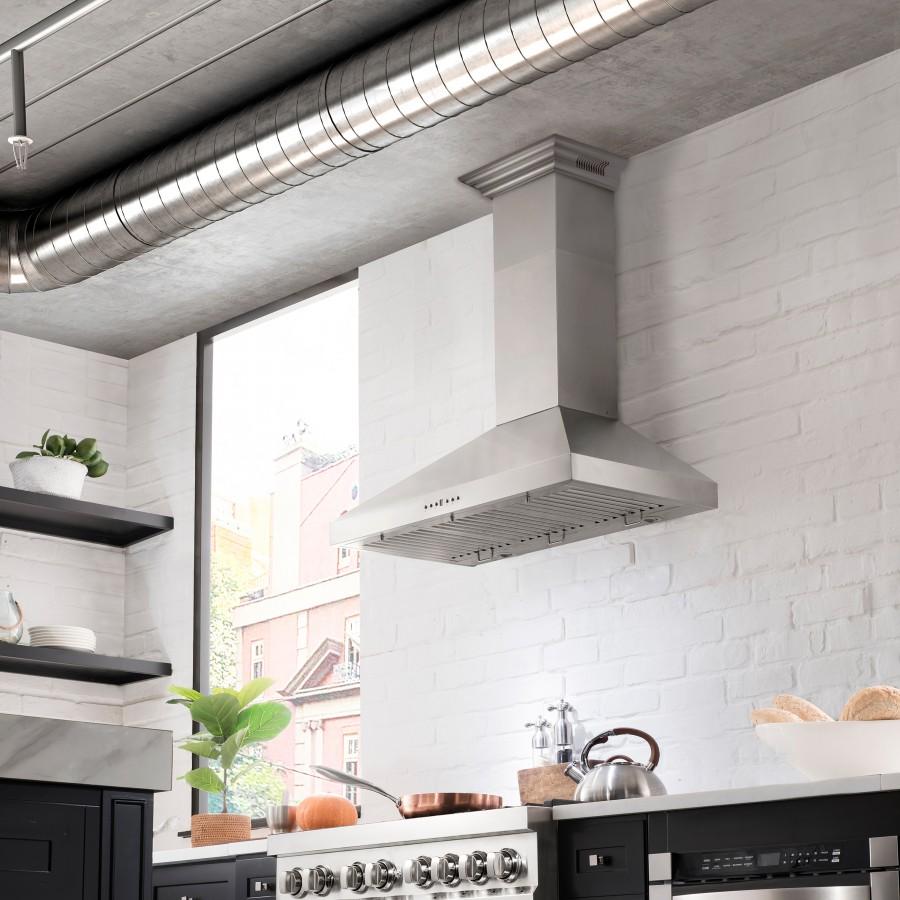 ZLINE 48" Wall Range Hood, Built-in CrownSound® Bluetooth Speakers, KL3CRN-BT-48