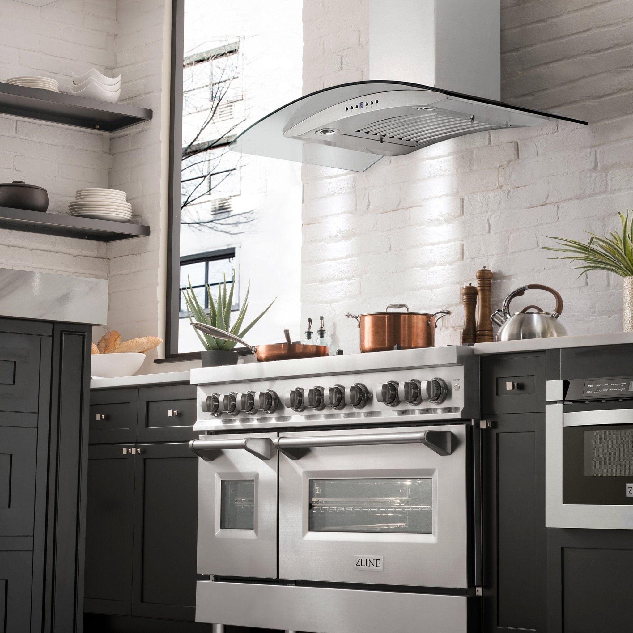 ZLINE 48" Wall Range Hood, Stainless Steel, Glass, KN4-48