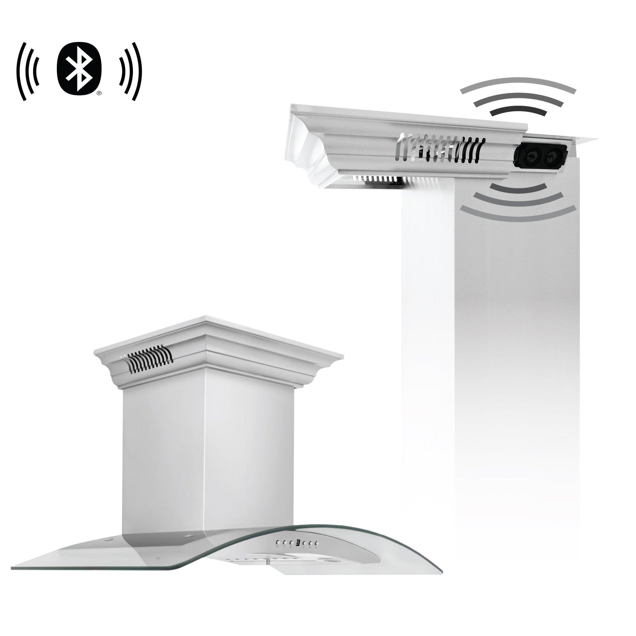 ZLINE 48" Wall Stainless Range Hood, Bluetooth Speakers, KN4CRN-BT-48