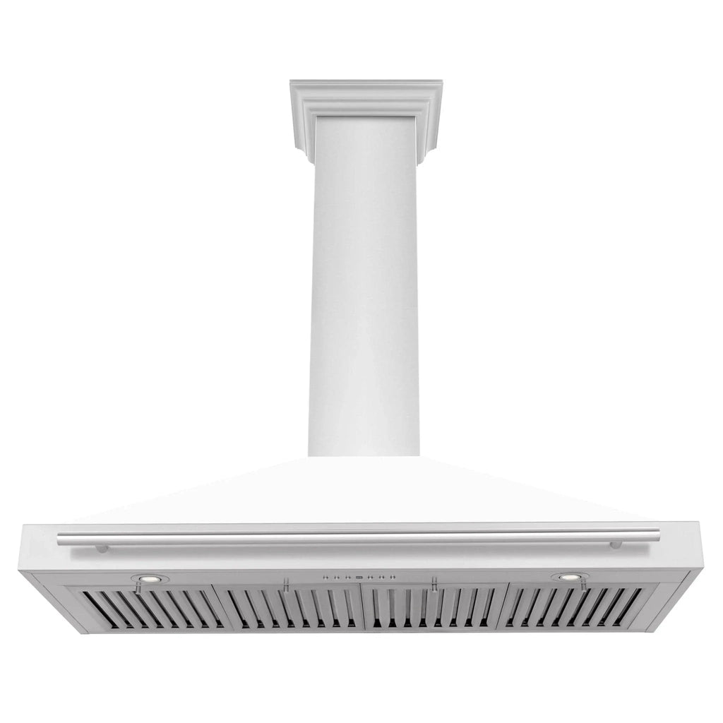 ZLINE 48" White Matte Range Hood, Stainless Steel Handle KB4SNX-WM-48