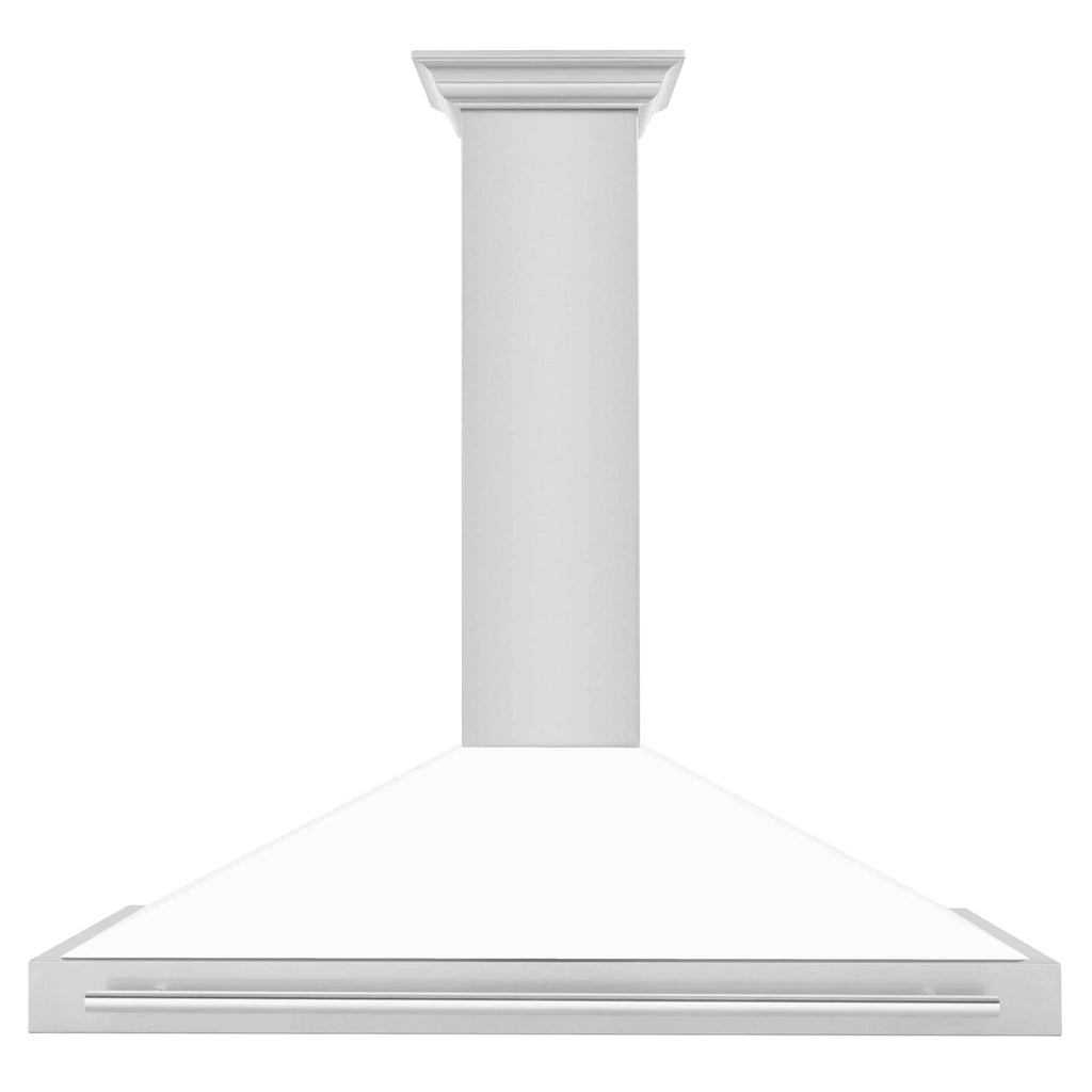 ZLINE 48" White Matte Range Hood, Stainless Steel Handle KB4SNX-WM-48