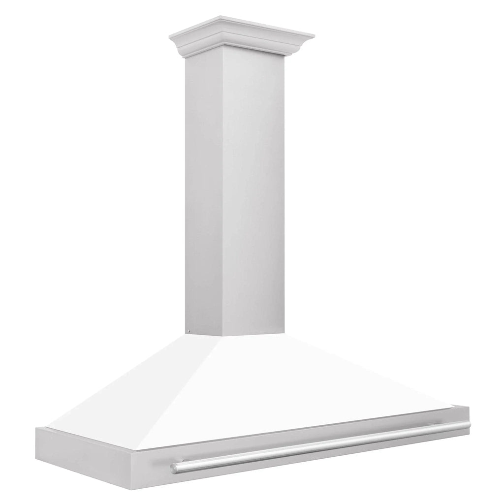 ZLINE 48" White Matte Range Hood, Stainless Steel Handle KB4SNX-WM-48