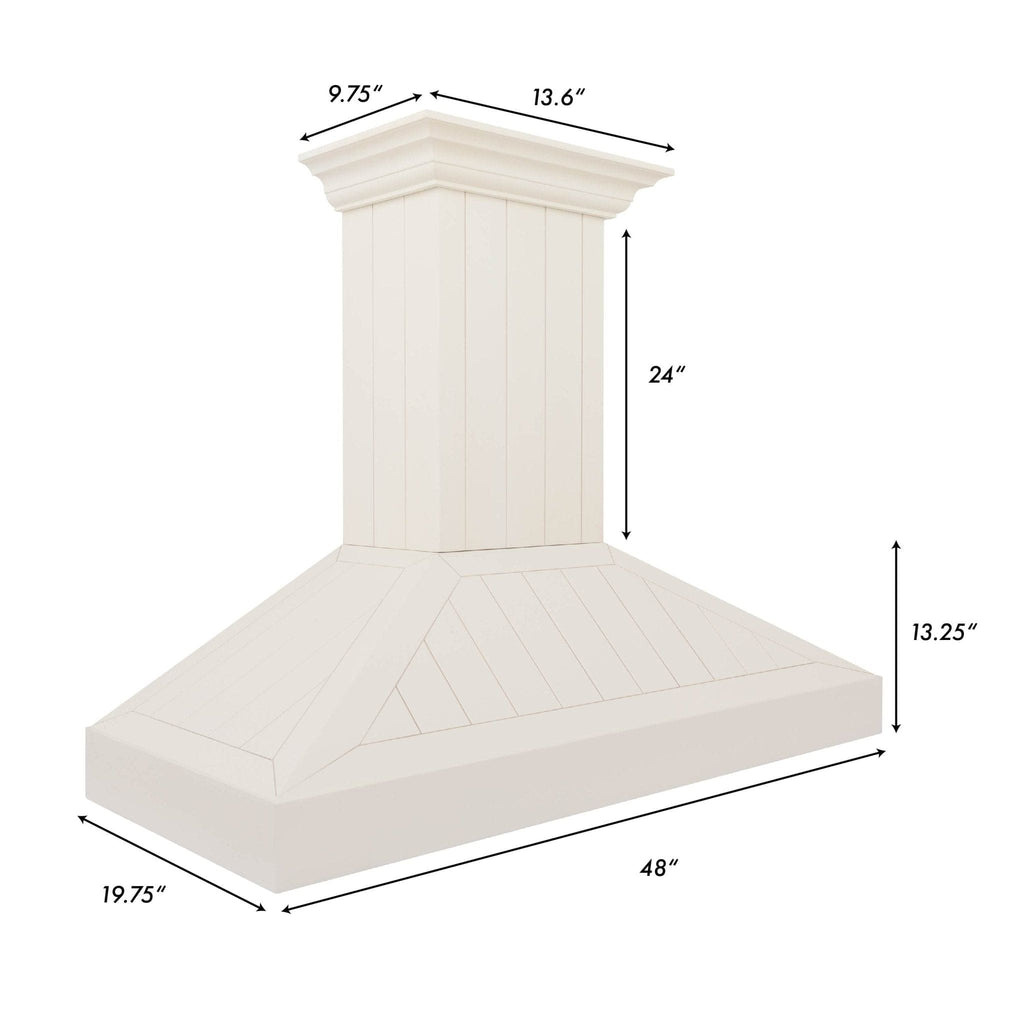 ZLINE 48" Wooden Wall Mount Range Hood in Cottage White, KPTT-48