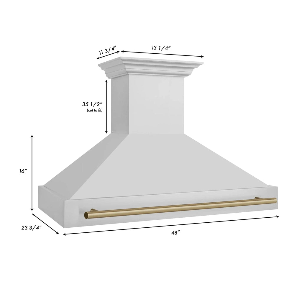 ZLINE 48"Stainless Steel Range Hood, White Matte Shell, 8654STZ-48-CB
