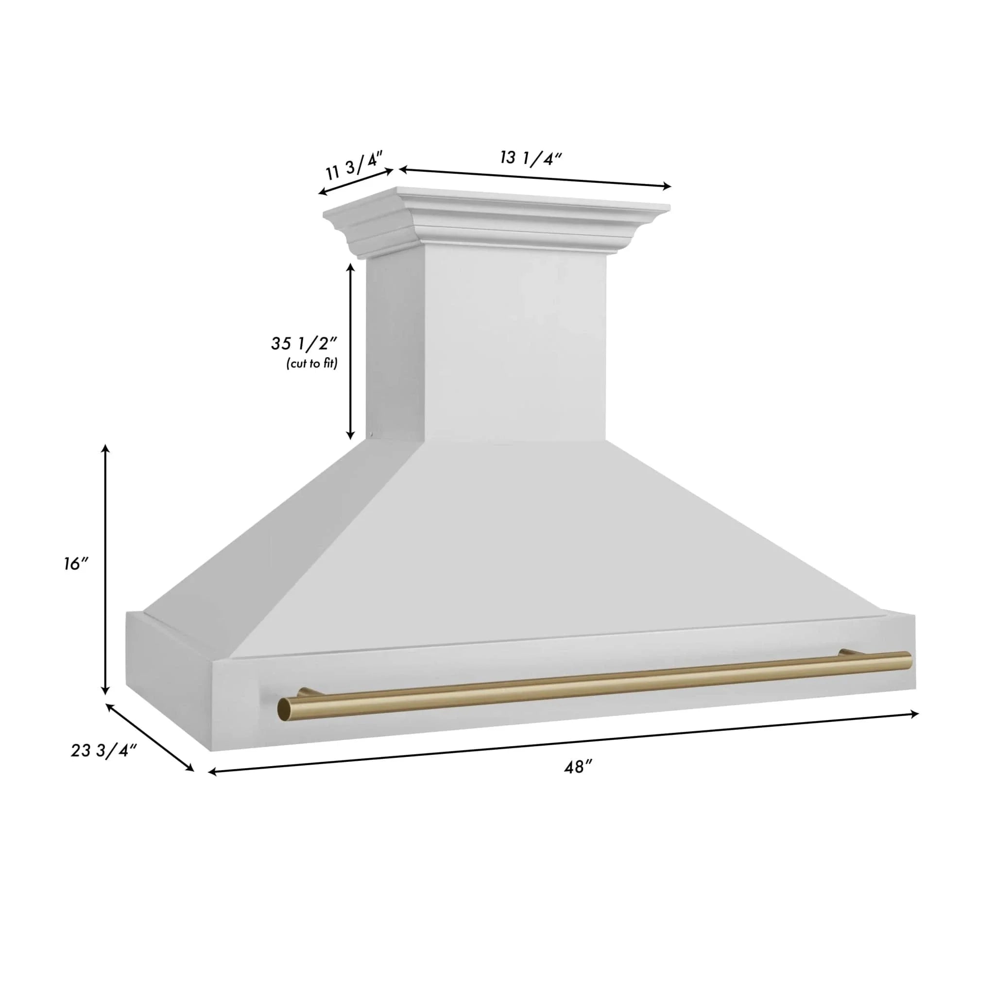 ZLINE 48"Stainless Steel Range Hood, White Matte Shell, 8654STZ-48-CB
