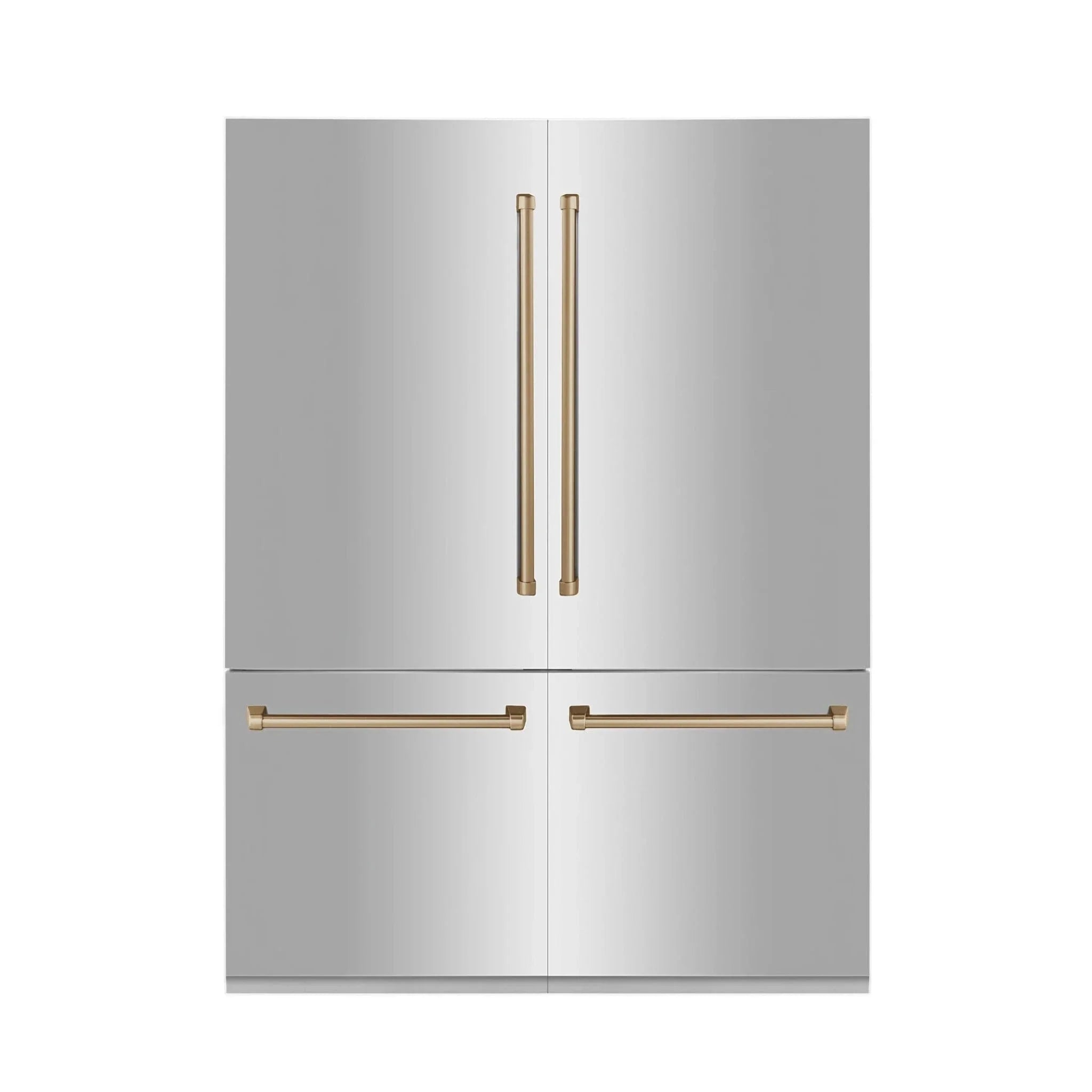 ZLINE 60" Autograph 32.2 cu. ft. 4-Door French Door Fridge Water/Ice Dispenser Stainless Steel Champagne Bronze Accents RBIVZ-304-60-CB