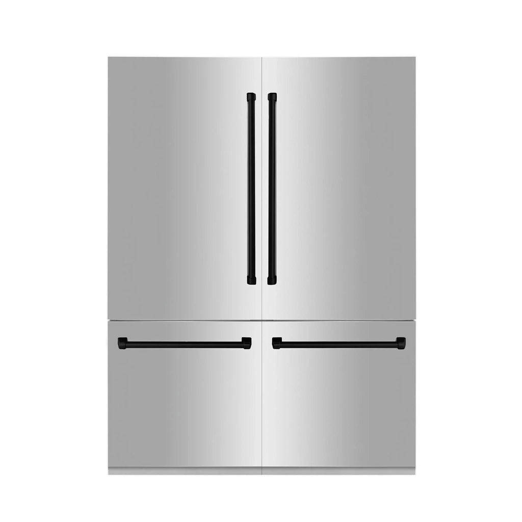 ZLINE 60" Autograph 32.2 cu. ft. 4-Door French Door Fridge Water/Ice Dispenser Stainless Steel Matte Black Accents RBIVZ-304-60-MB