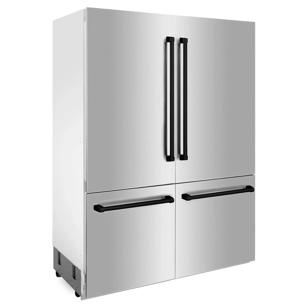 ZLINE 60" Autograph 32.2 cu. ft. 4-Door French Door Fridge Water/Ice Dispenser Stainless Steel Matte Black Accents RBIVZ-304-60-MB