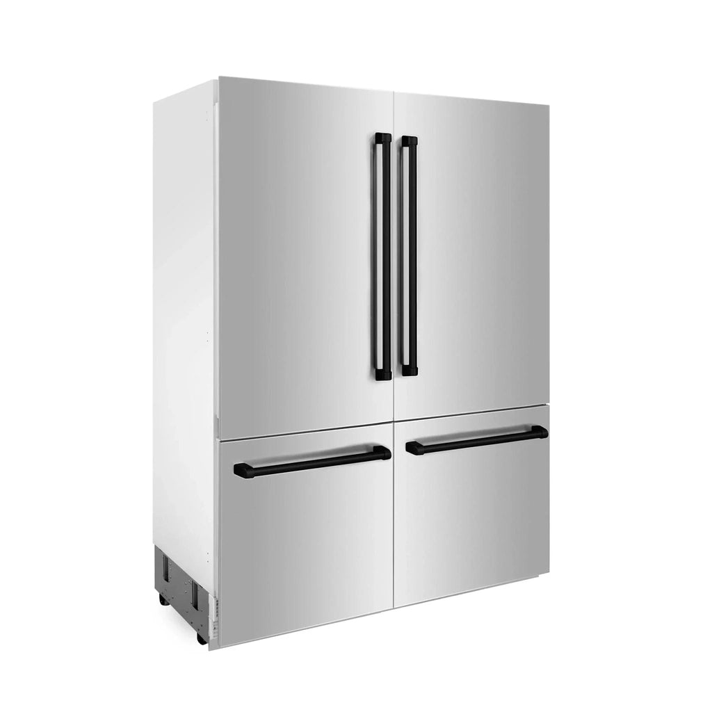 ZLINE 60" Autograph 32.2 cu. ft. 4-Door French Door Fridge Water/Ice Dispenser Stainless Steel Matte Black Accents RBIVZ-304-60-MB