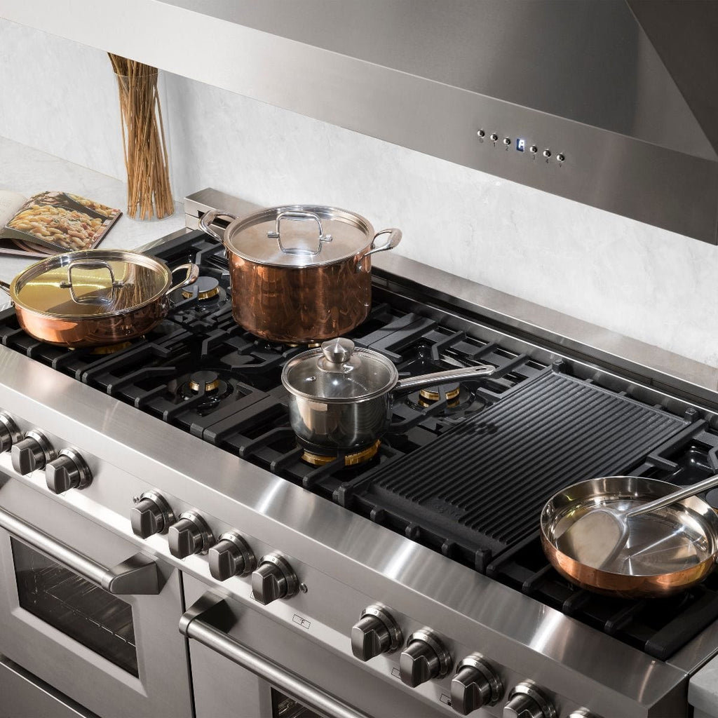 ZLINE 60" Dual Fuel Range In Stainless Steel, Brass Burners, RA-BR-60