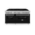 ZLINE 60" Dual Fuel Range Snow Stainless, Black Matte Door, RAS-BLM-60