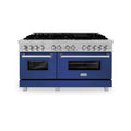 ZLINE 60" Dual Fuel Range Snow Stainless, Blue Matte Door, RAS-BM-60
