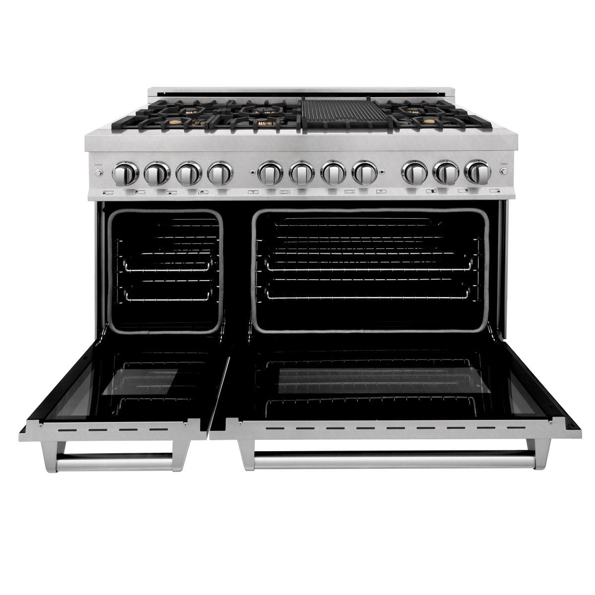 ZLINE 60" Dual Fuel Range, Snow Stainless, Brass Burners, RAS-SN-BR-60
