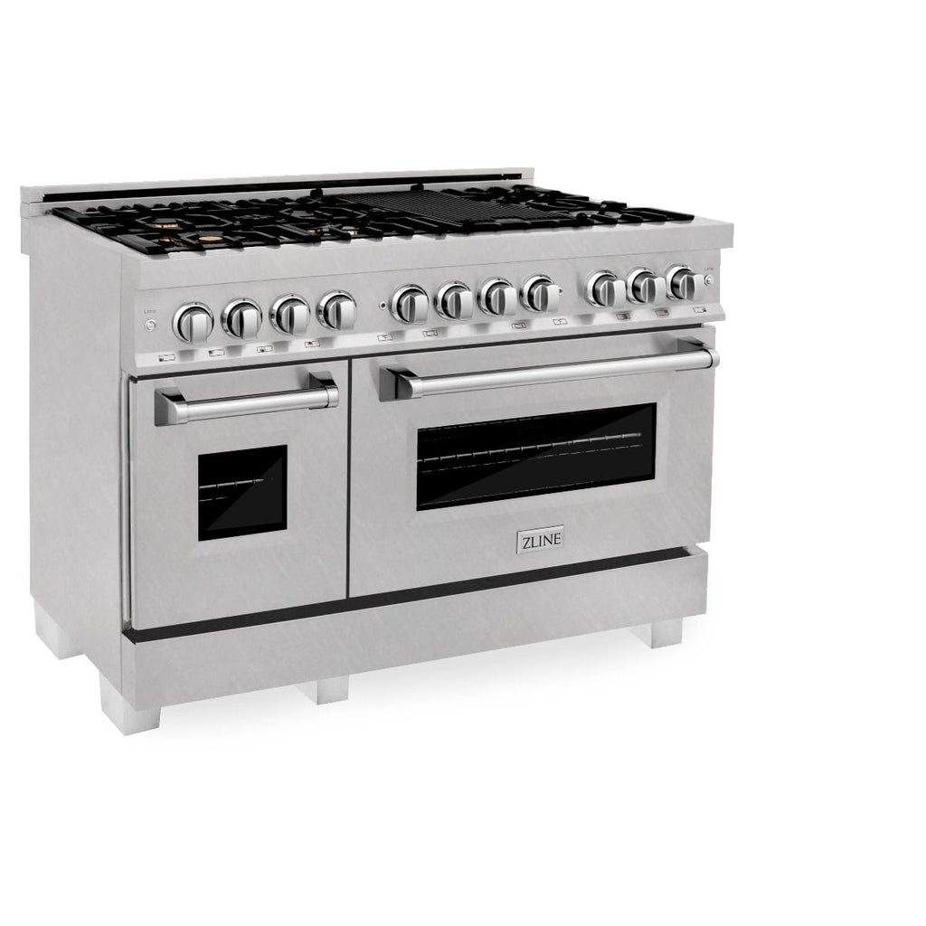 ZLINE 60" Dual Fuel Range, Snow Stainless, Brass Burners, RAS-SN-BR-60