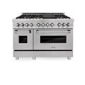 ZLINE 60" Dual Fuel Range, Snow Stainless, Brass Burners, RAS-SN-BR-60