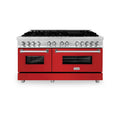 ZLINE 60" Professional Dual Fuel Range with Red Gloss Door, RA-RG-60