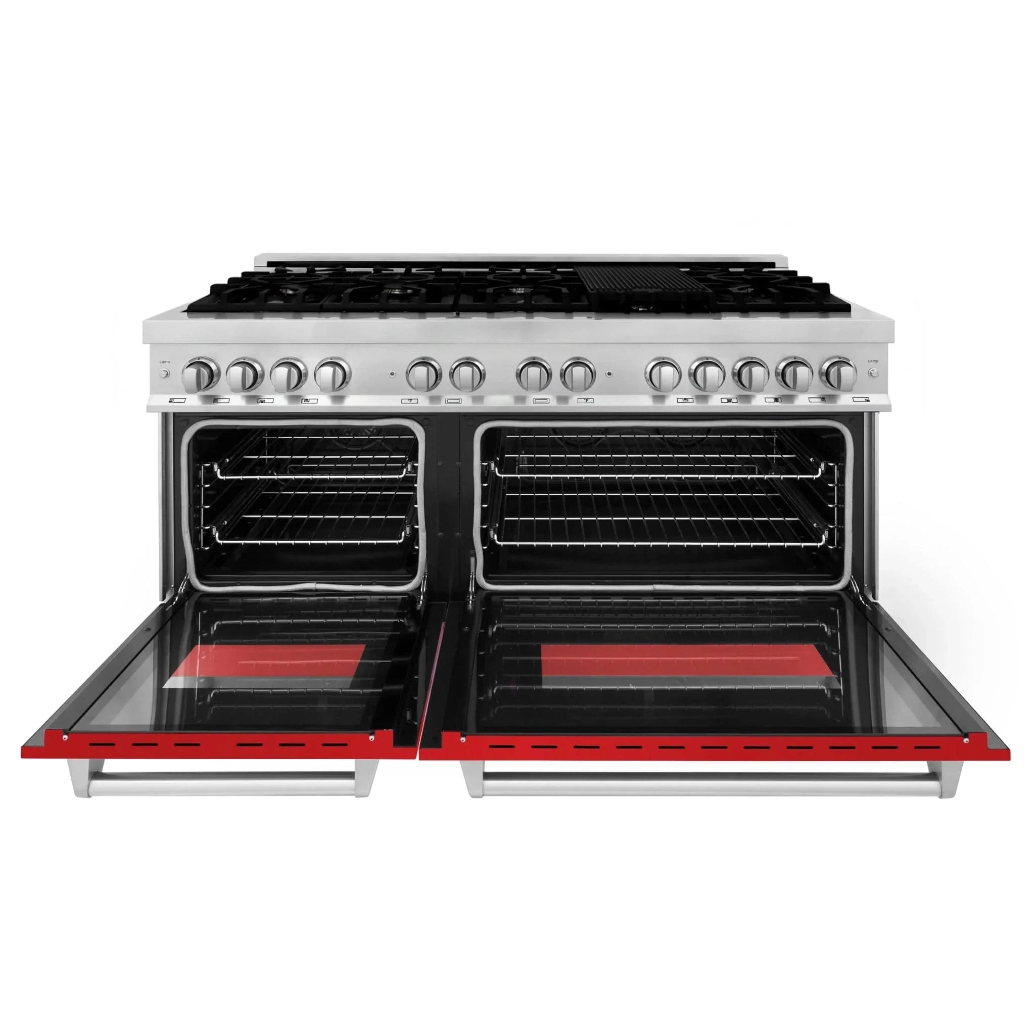ZLINE 60" Professional Dual Fuel Range with Red Gloss Door, RA-RG-60