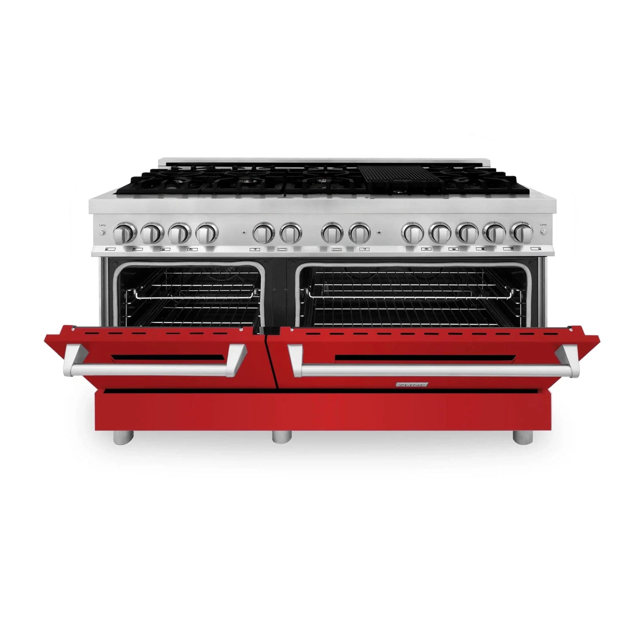 ZLINE 60" Professional Dual Fuel Range with Red Matte Door, RA-RM-60