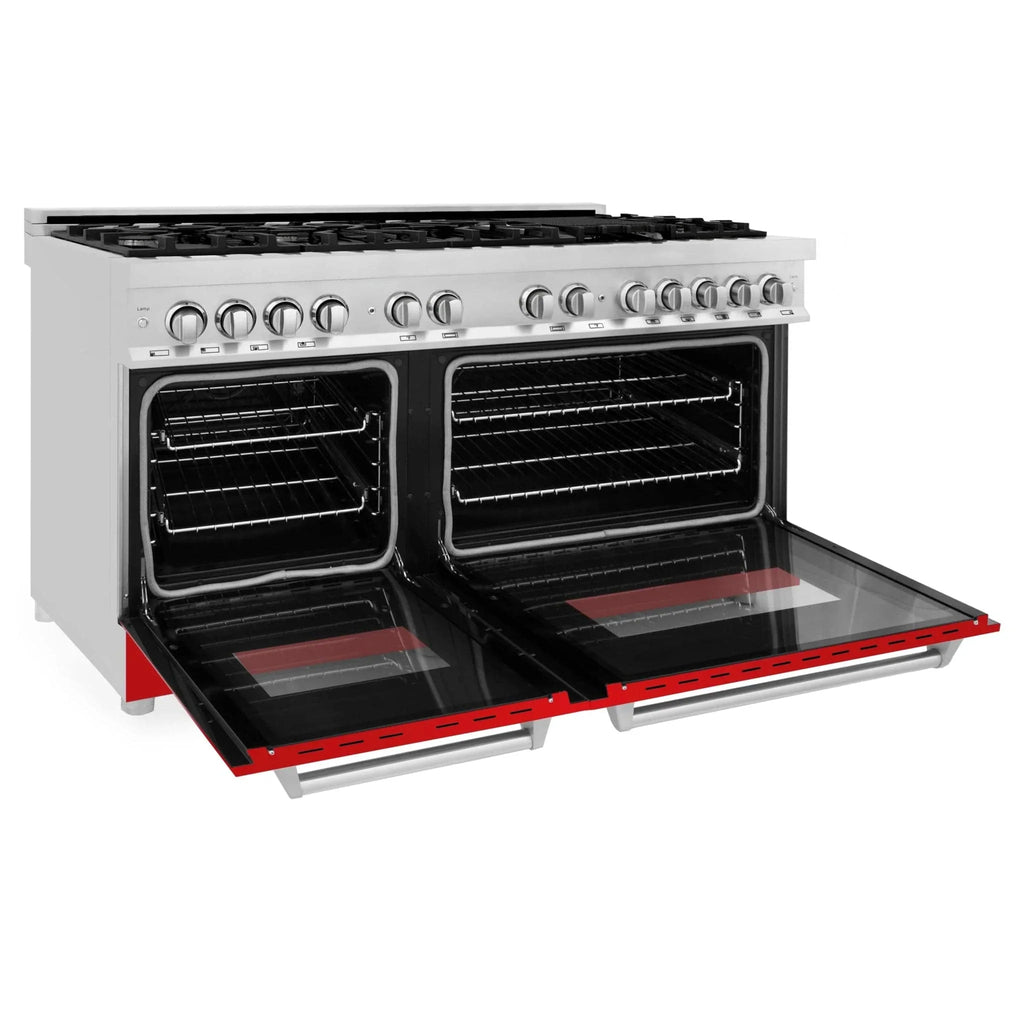 ZLINE 60" Professional Dual Fuel Range with Red Matte Door, RA-RM-60