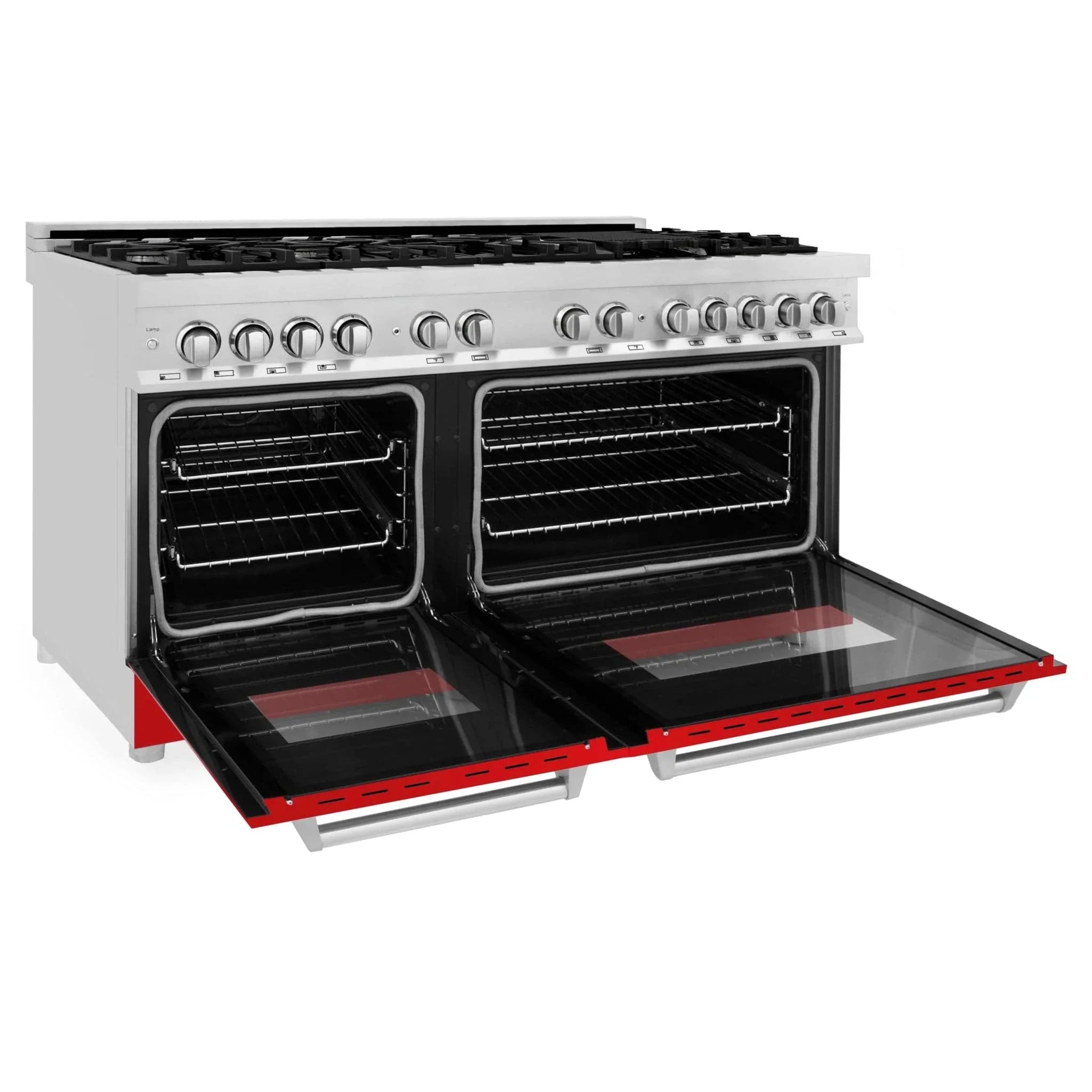 ZLINE 60" Professional Dual Fuel Range with Red Matte Door, RA-RM-60