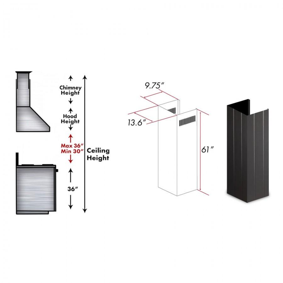 ZLINE 61" Wooden Chimney Extension for Ceilings up to 12', KPCC-E