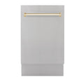 ZLINE Autograph 18" Dishwasher Stainless Door, Gold Handle DWVZ-304-18-G