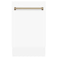 ZLINE Autograph 18" Dishwasher White Door, Bronze Handle DWVZ-WM-18-CB