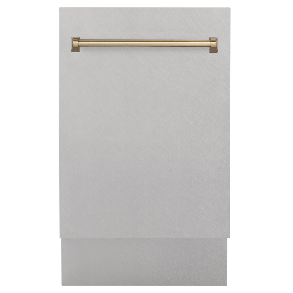 ZLINE Autograph 18" DuraSnow Dishwasher, Bronze Handle DWVZ-SN-18-CB