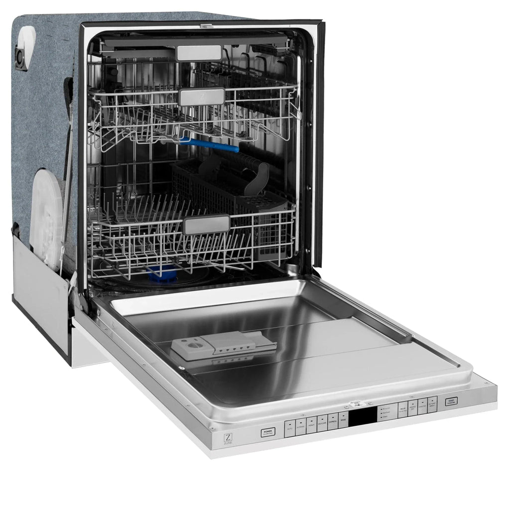 ZLINE Autograph 24" Dishwasher White Door, Gold DWMTZ-WM-24-G