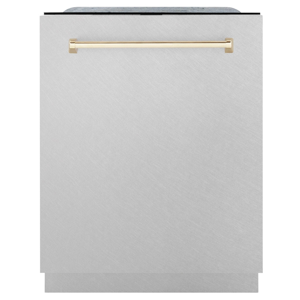 ZLINE Autograph Edition 24" Dishwasher DuraSnow, Gold DWMTZ-SN-24-G