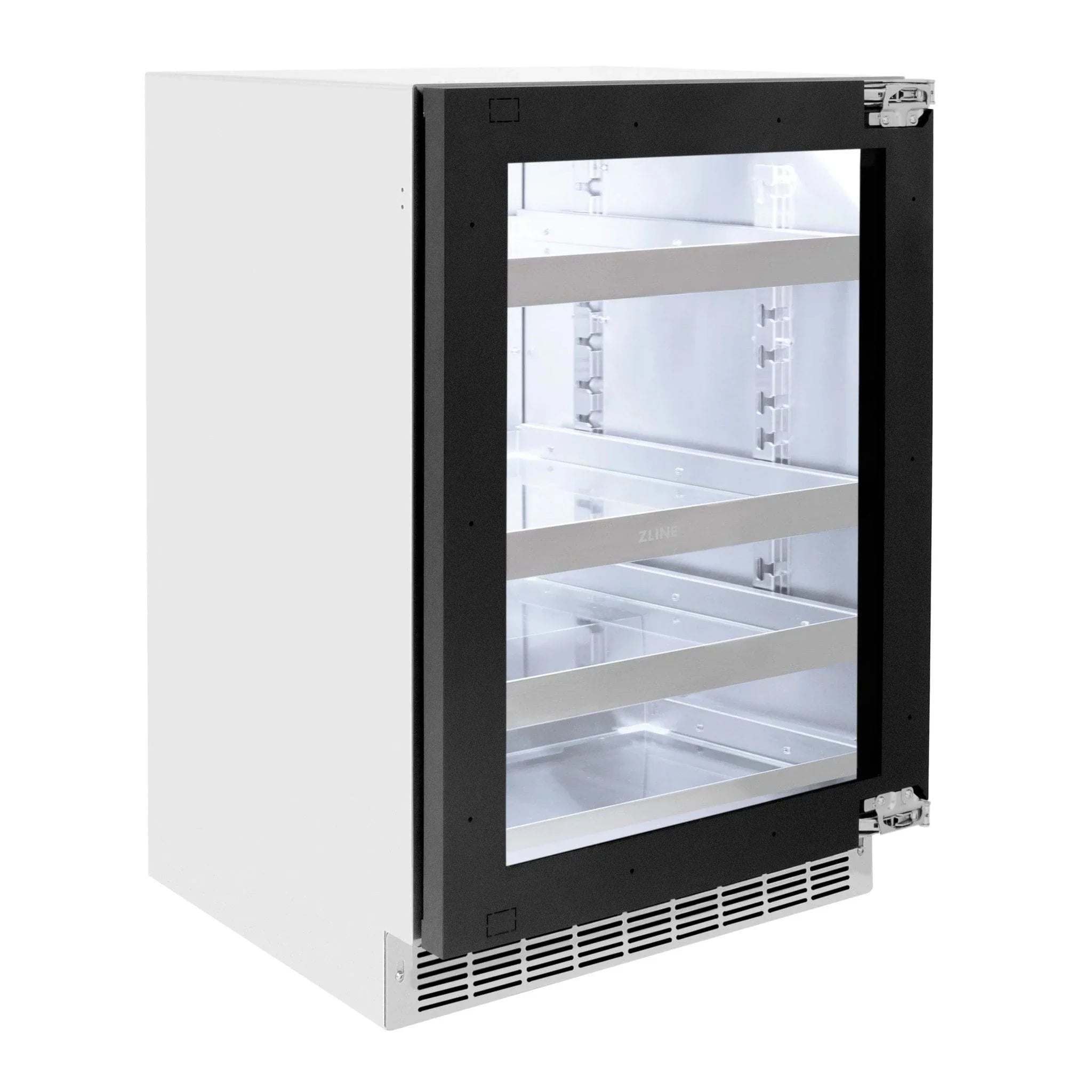 ZLINE Autograph Edition 24 in. Touchstone 151 Can Beverage Fridge With Panel Ready Glass Door And Champagne Bronze Handle RBSPOZ-24-CB