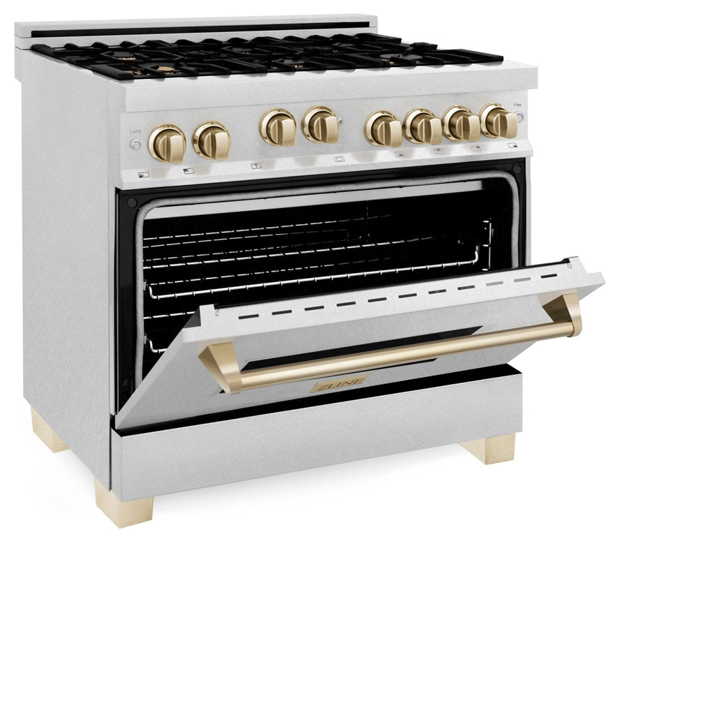 ZLINE Autograph Edition 36" Dual Fuel Range, Gold Accents, RAZ-36-G
