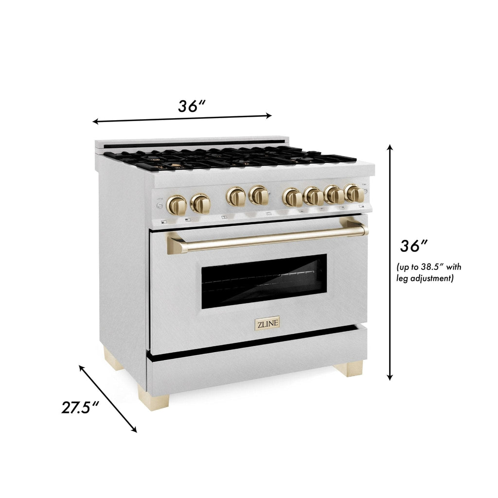 ZLINE Autograph Edition 36" Dual Fuel Range, Gold Accents, RAZ-36-G