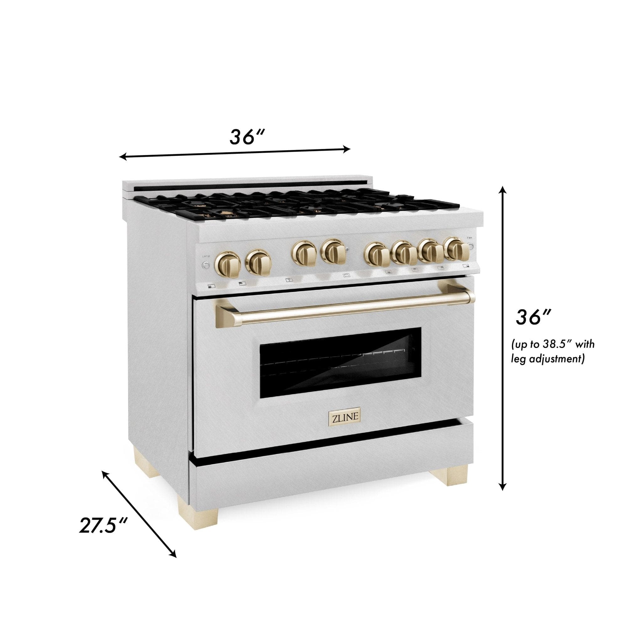 ZLINE Autograph Edition 36" Dual Fuel Range, Gold Accents, RAZ-36-G