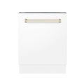 ZLINE Autograph White Door 24" Dishwasher, Gold Handle DWVZ-WM-24-G