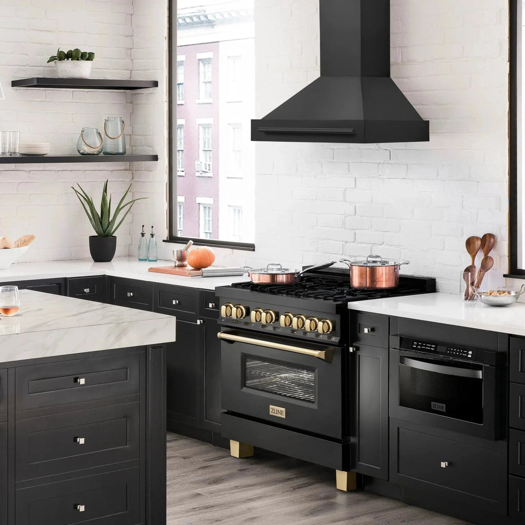 ZLINE Black Stainless Steel Range Hood with Black Stainless Steel Handle - BS655-30-BS