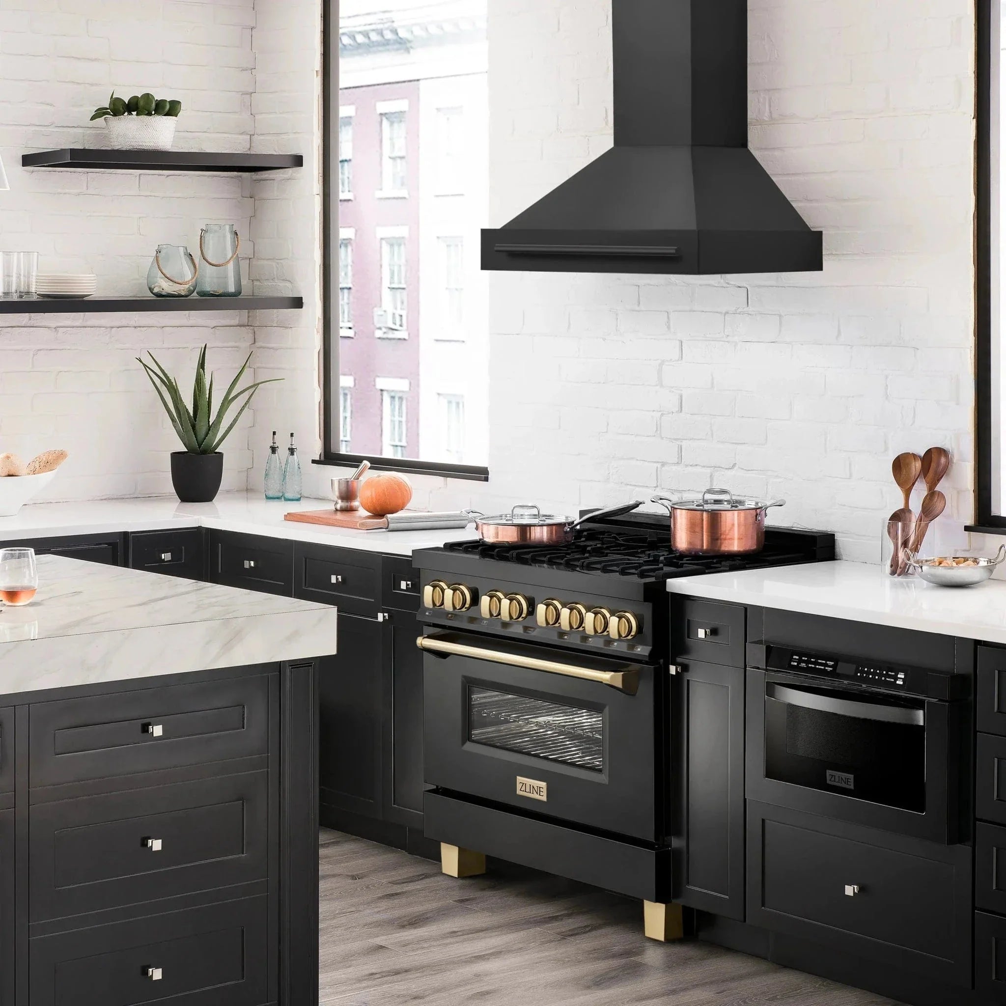 ZLINE Black Stainless Steel Range Hood with Black Stainless Steel Handle - BS655-30-BS