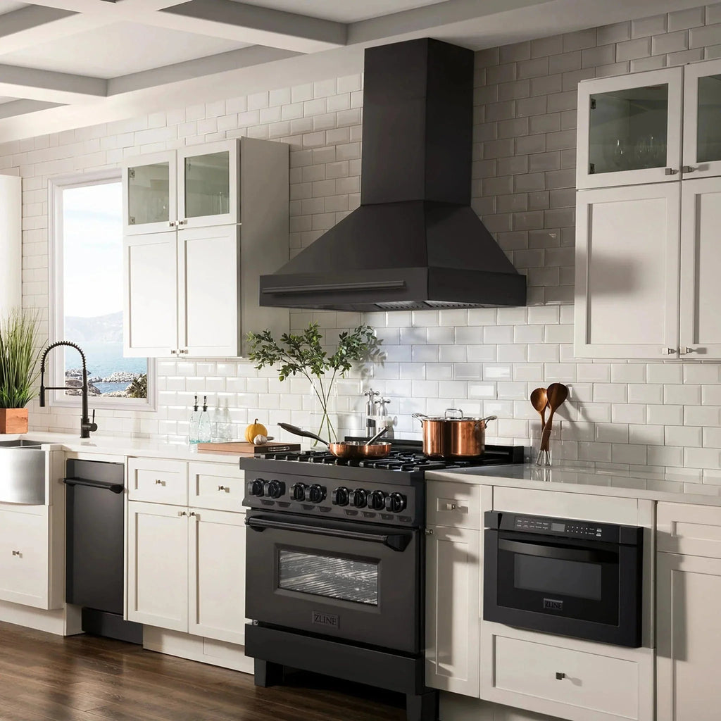 ZLINE Black Stainless Steel Range Hood with Black Stainless Steel Handle - BS655-30-BS