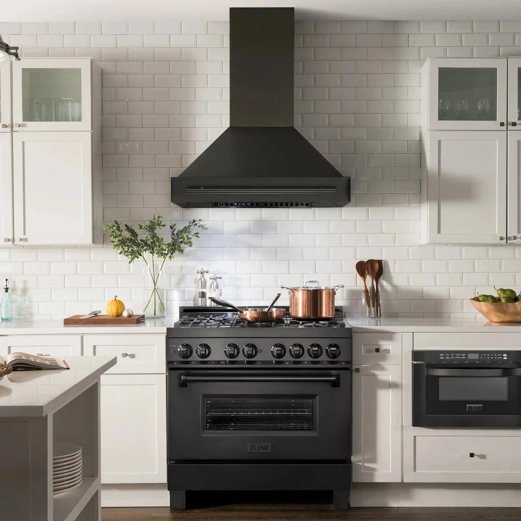 ZLINE Black Stainless Steel Range Hood with Black Stainless Steel Handle - BS655-30-BS