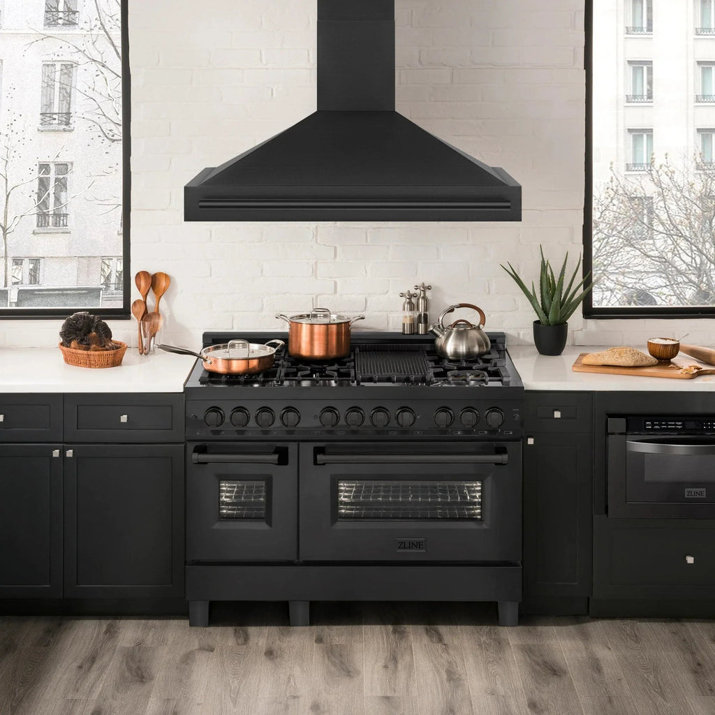 ZLINE Black Stainless Steel Range Hood with Black Stainless Steel Handle - BS655-48-BS