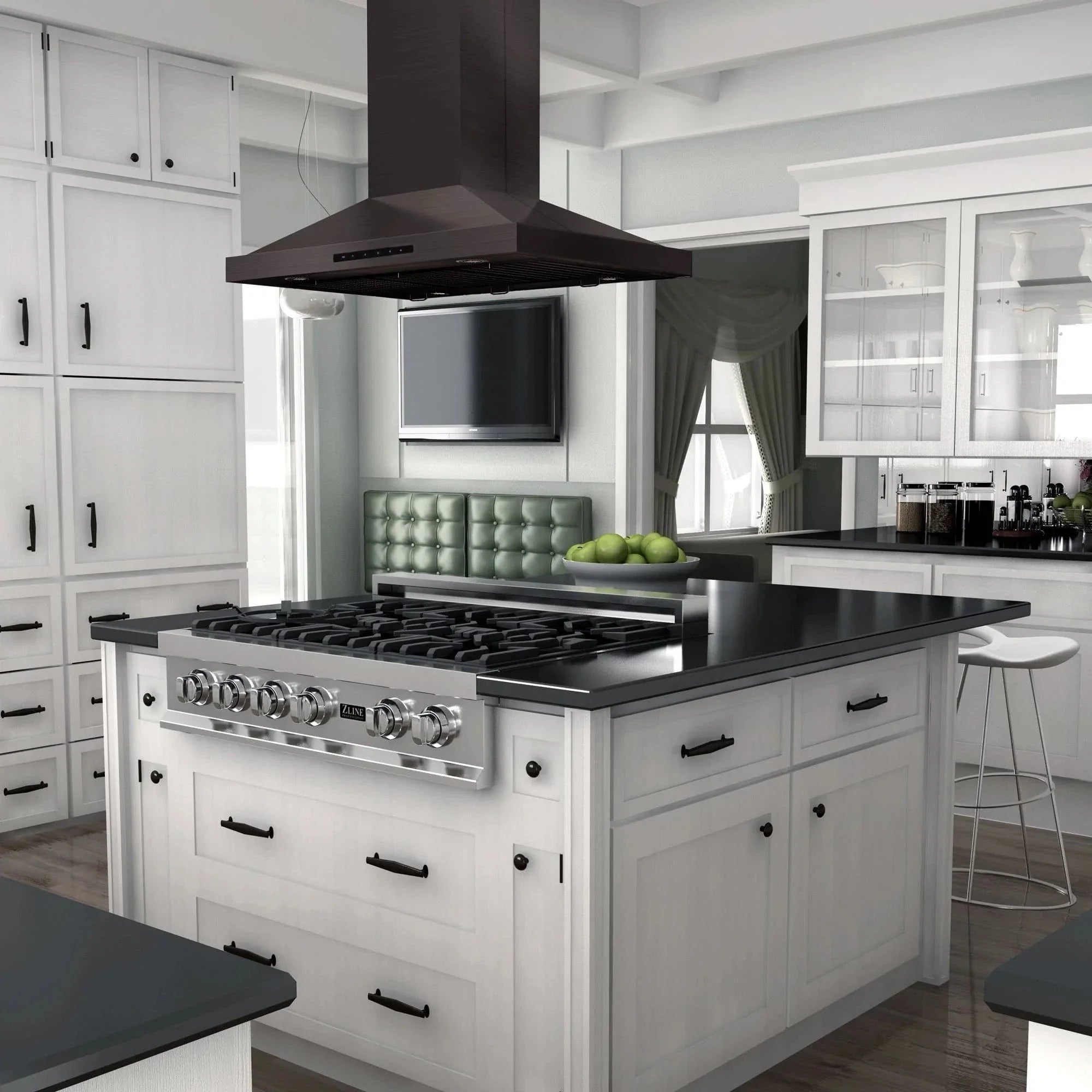 ZLINE Convertible Vent Island Mount Range Hood in Black Stainless Steel BSGL2iN-42