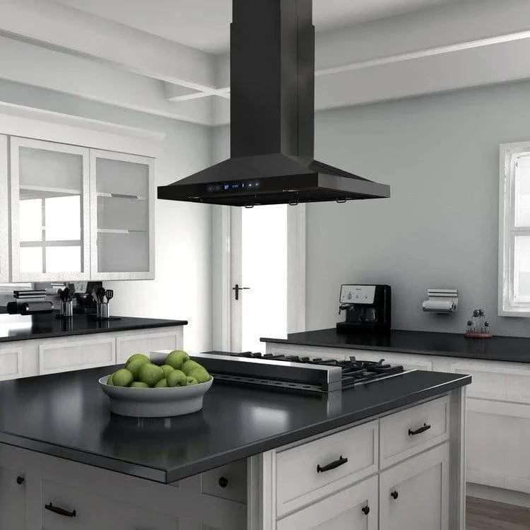 ZLINE Convertible Vent Island Mount Range Hood in Black Stainless Steel BSGL2iN-42
