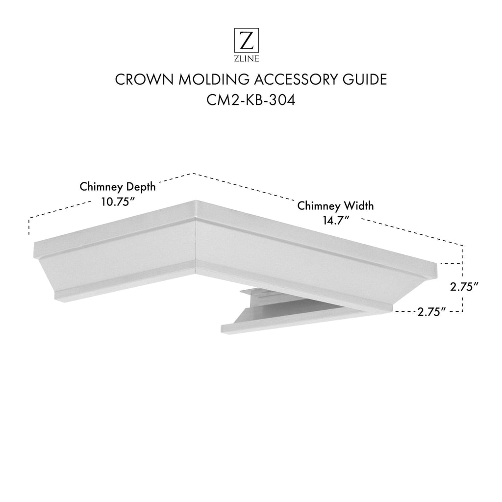 ZLINE Crown Molding #2 for Wall Range Hood, CM2-KB-304