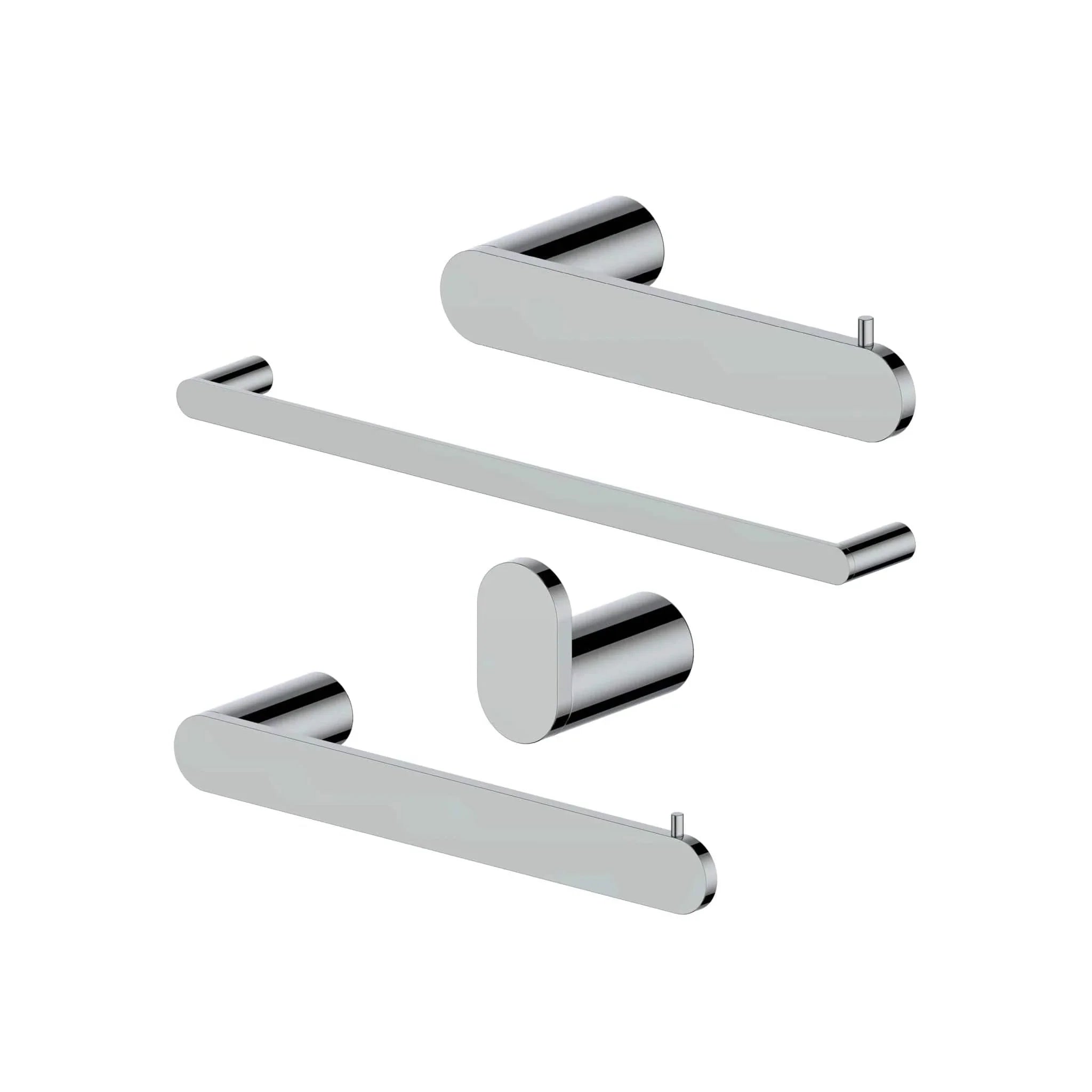 ZLINE Crystal Bay Bathroom Accessories Package with Towel Rail, Hook, Ring and Toilet Paper Holder, 4BP-CBYACC-CH