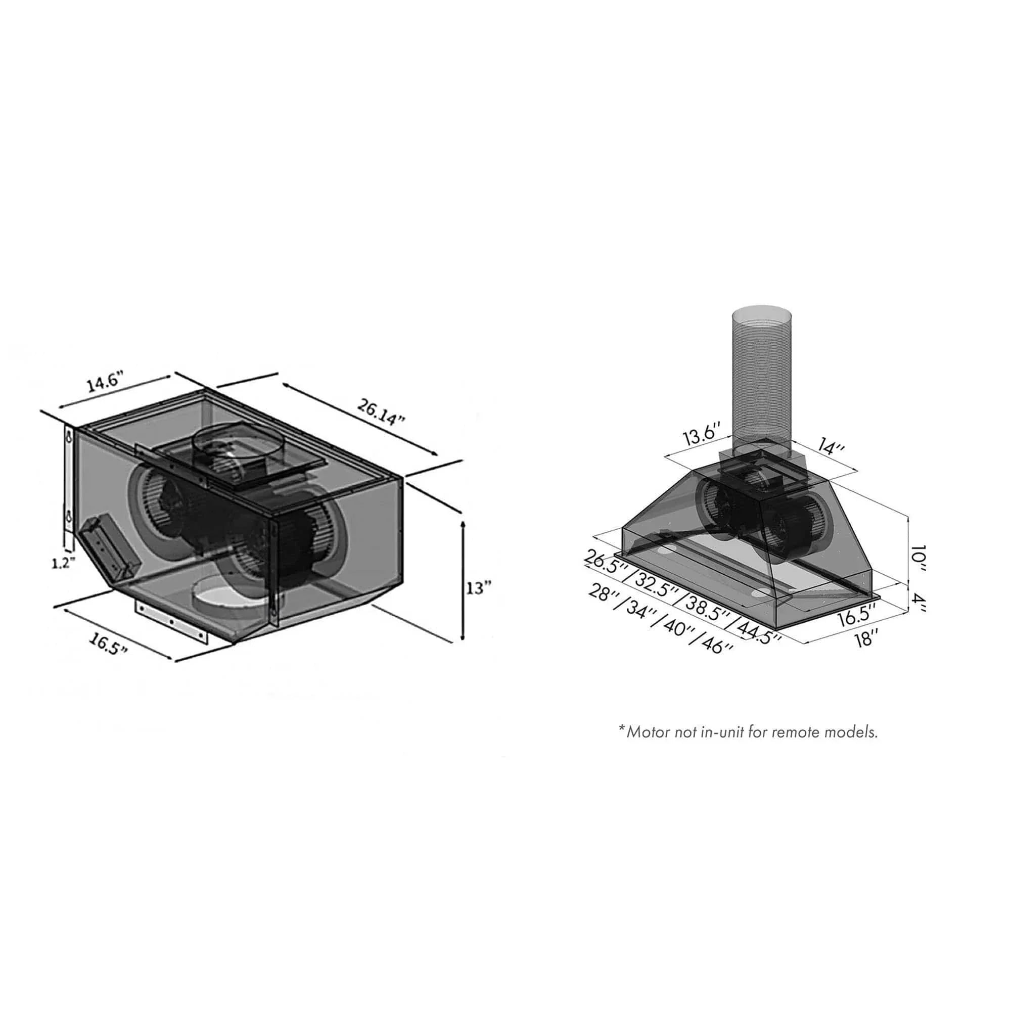 ZLINE Ducted Remote Blower Range Hood Insert in Stainless Steel 698-RD-46