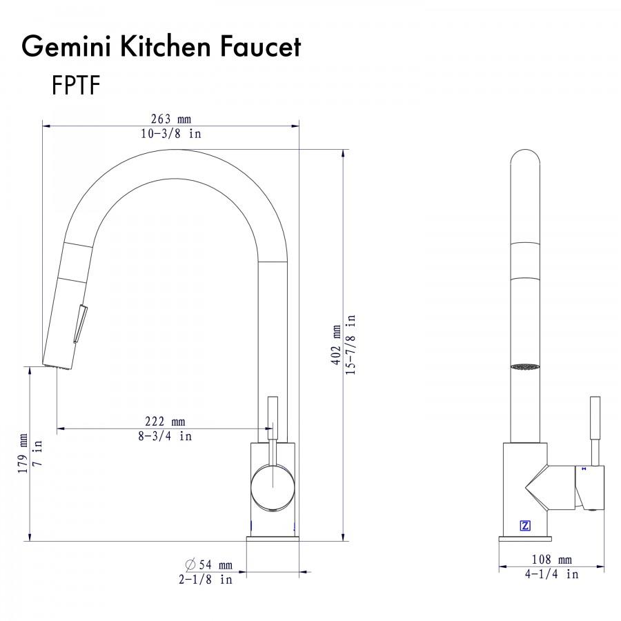 ZLINE Gemini Kitchen Faucet in Gun Metal, GEM-KF-GM