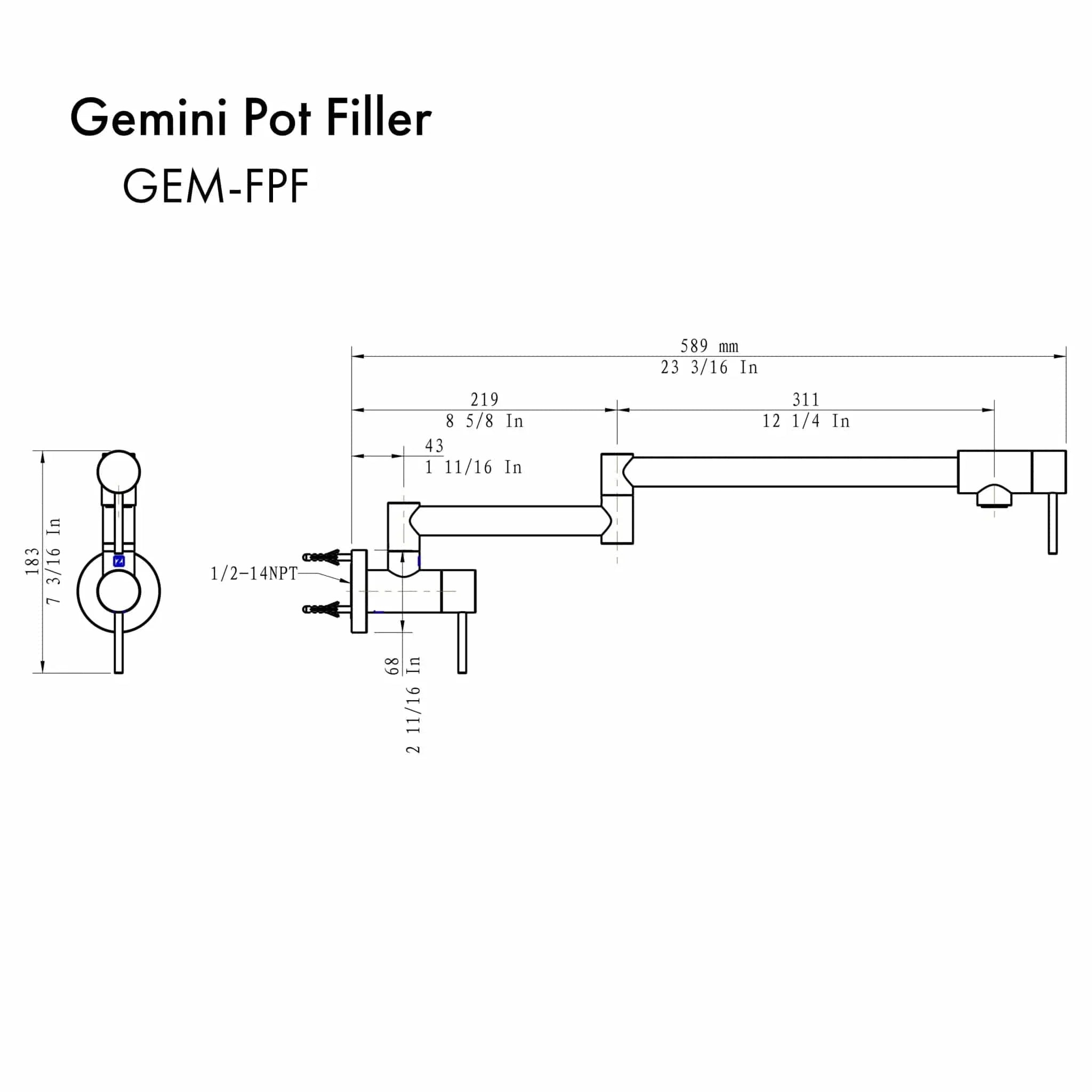 ZLINE Gemini Pot Filler GEM-FPF-MB