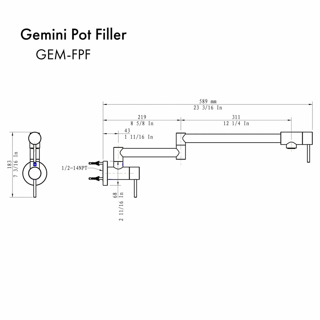 ZLINE Gemini Pot Filler GEM-FPF-PG