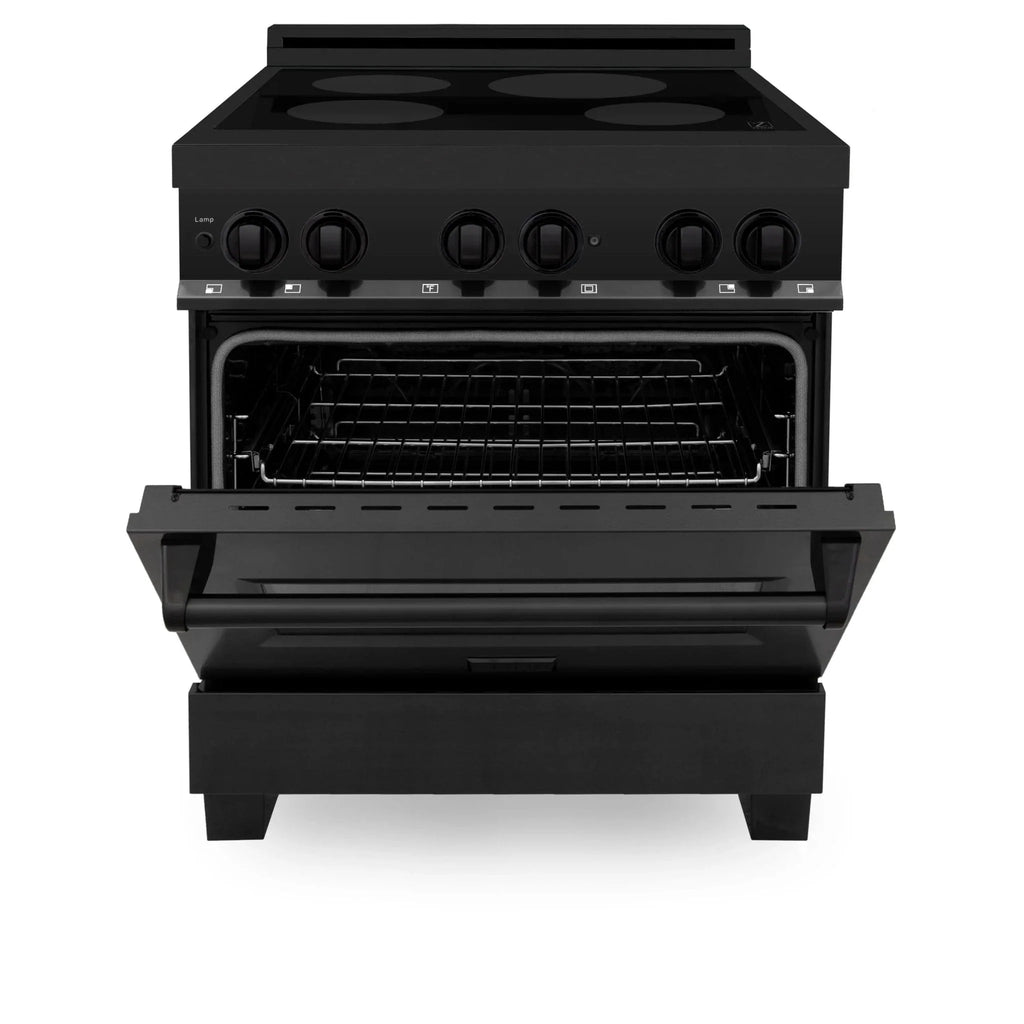 ZLINE Induction Range with a 4 Element Stove and Electric Oven in Black Stainless Steel RAIND-BS-30