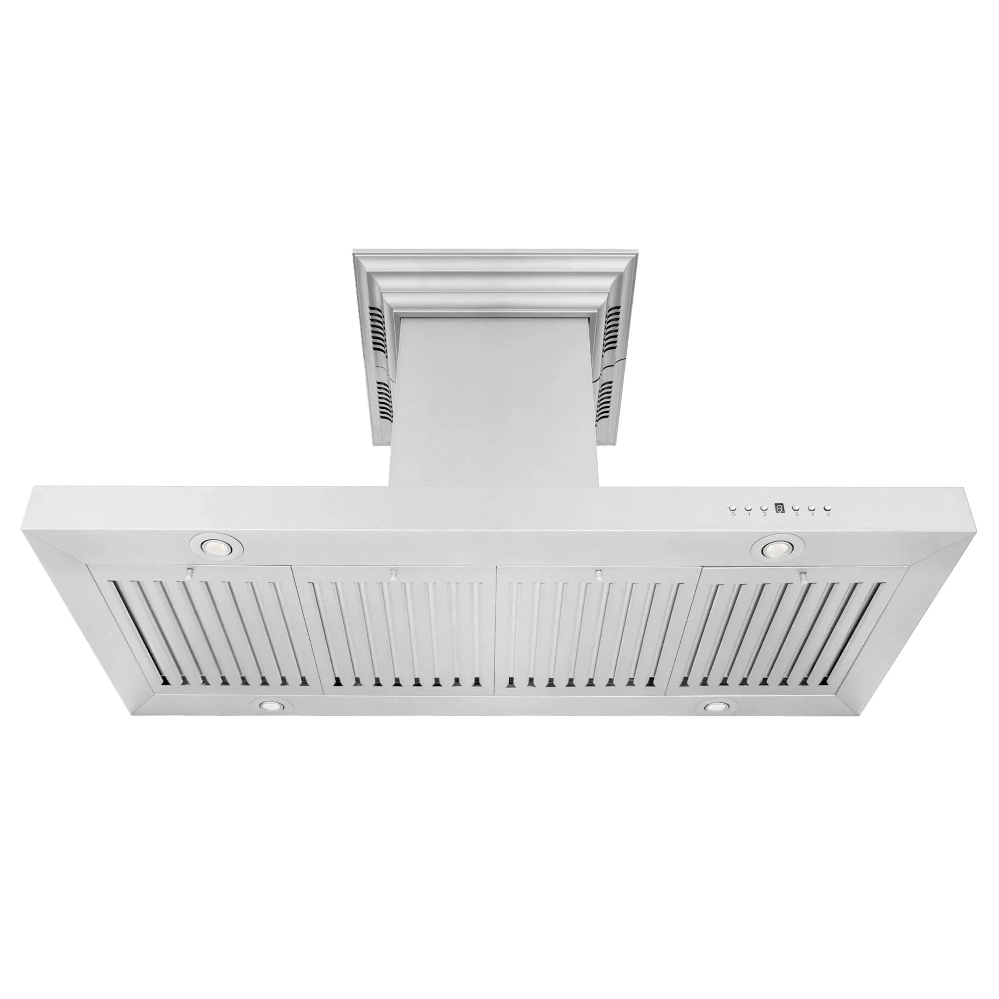 Zline Island Mount Range Hood in Stainless Steel with Built-in ZLINE CrownSound™ Bluetooth Speakers KE2iCRN-BT-48